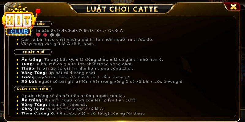 Catte Hitclub - Luật Bài Và Chiến Thuật Thắng Đối Thủ 3 Luật chuẩn cho ván Catte chuẩn chỉnh và luôn công bằng